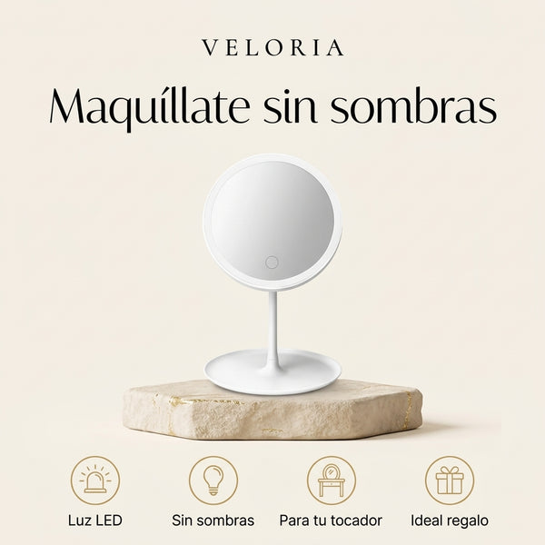 Espejo de maquillaje con luz LED