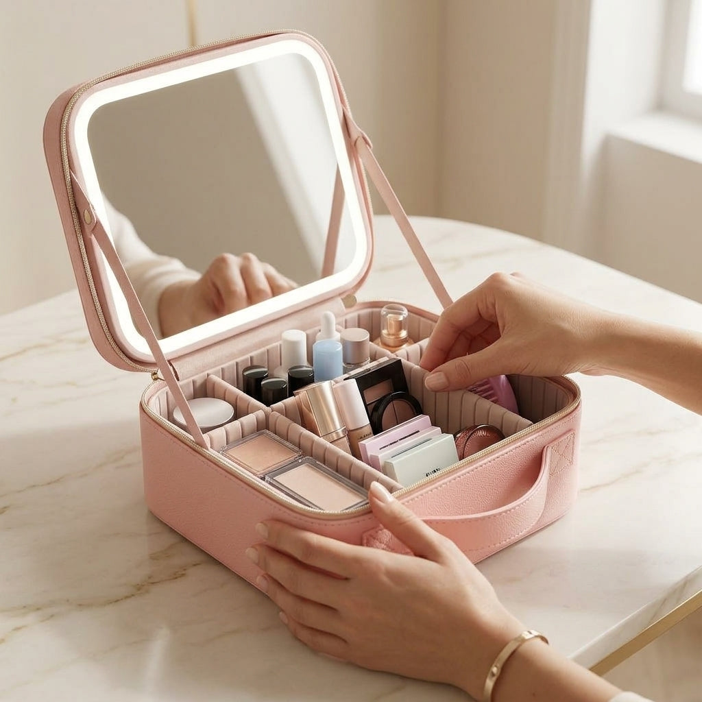 Maletín de maquillaje con espejo