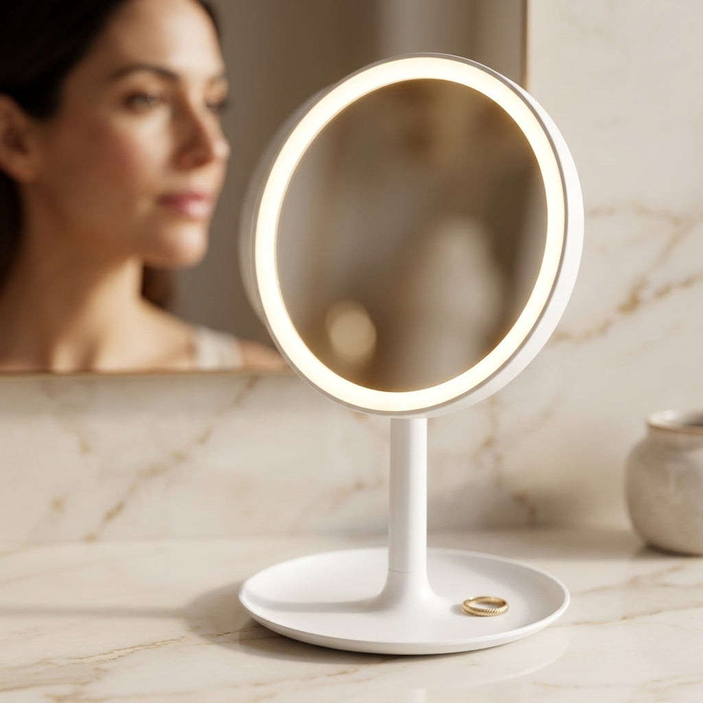 Espejo de maquillaje con luz LED