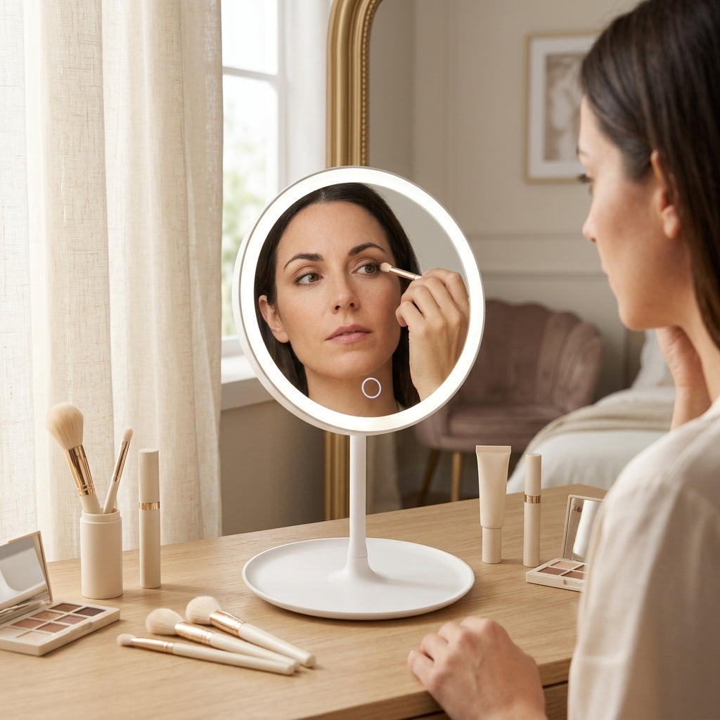 Espejo de maquillaje con luz LED